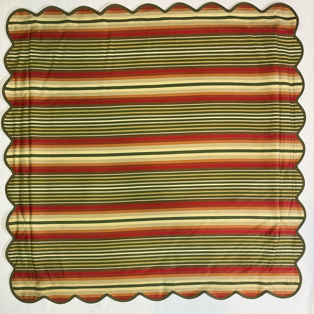 Jane Wilner 26” Striped Euro Sham Haute Couture Linens, 2.5” Scalloped Flange